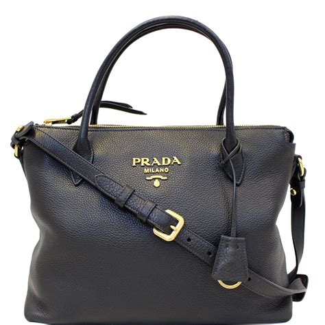 prada black leather tote bag|Prada leather tote handbag black.